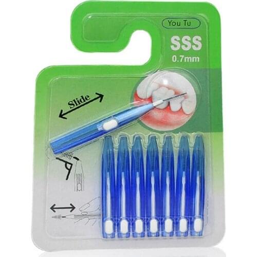 8pcs/pack Interdental Brush 0.7mm 1.0mm Toothbrush Orthodontic tooth Brush Long Handle Toothpicks Floss Pick Oral Hygiene