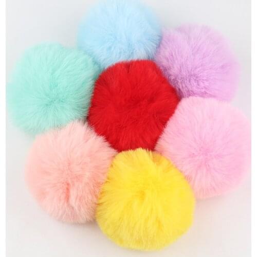 8cm Pompones Big Fake Faux Fur Pompom Solid Color Charms Soft Fluffy Balls Craft Supplies DIY Winter Scarf Beanie Shoes Decor