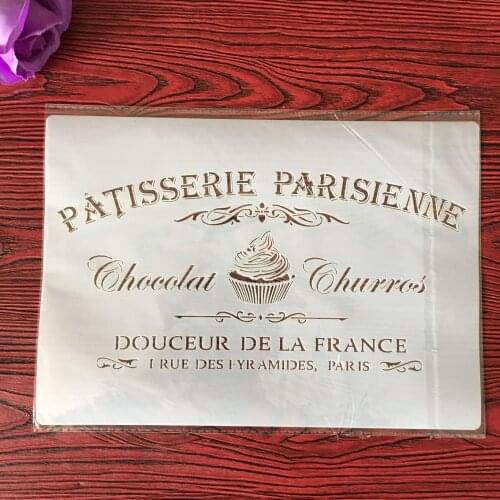 A4 DIY Stencils Wall Painting Scrapbook Coloring Embossing Album Decorative Paper Card Template,wall ice cream cake stencils