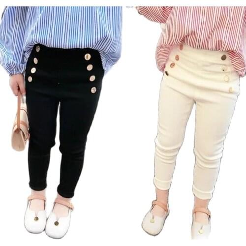 VIDMID Girls' pants for childrens wear spring new Korean Leggings autumn winter Plush tight pencil pants elastic pants P4845