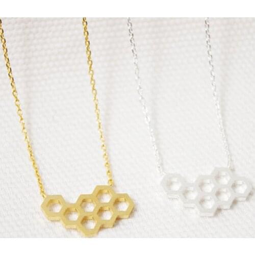 30pcs/lot Of Silver And Gold-color Hive Pendant Necklace Women Chain Jewelry Girls Gift Free Shipping Wholesale