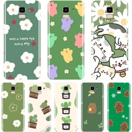 Back Cover For Flower Daisy Green Cactus Cat Bear Phone Case Silicone For Samsung Galaxy J2 J5 J7 Prime J4 J6 J8 Plus 2018