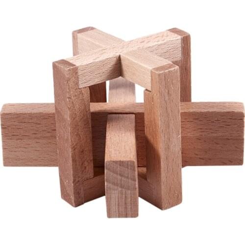Wooden Siege Lock the Perplexing X in a Box Logic Puzzle Burr Puzzles Brain Teaser Intellectual Toy
