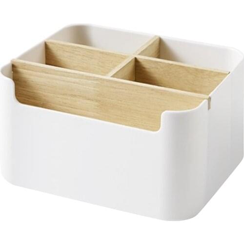 Remote Control Holder Desktop Makeup Organizer 5-Compartment Storage Box Organizer for Living Room Bathroom