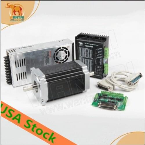 Ship FromUSA! Wantai 1 Axis Nema34 stepper Motor Dual Shaft 1700oz-in 3.5A+Driver DQ860MA 7.8A 80V CNC Router