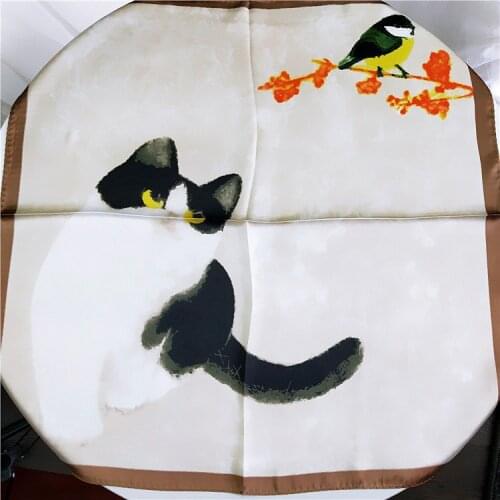 Print Elegant Neck Ring Scarf Silk Shawls Women Square Small Wraps Hair Accessories Head Band Foulard Neckerchief Tie FJ383