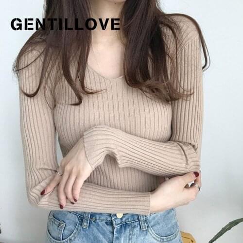 Женские пуловеры с V-образным вырезом GENTILLOVE China At AliExpress