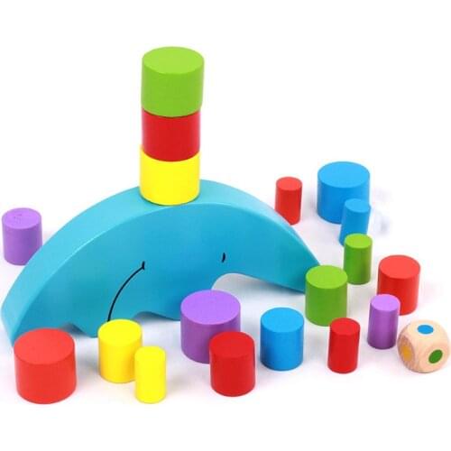 Montessori Moon Boat Childrens Balance Colorful Building Blocks Early Education Wooden Toys Diy Educational Toys for Children