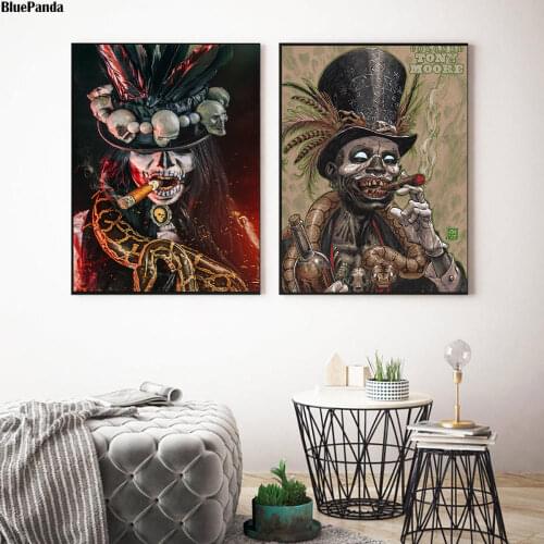 Smoking Baron Samedi Nordic Style Wall Art Canvas Painting Poster Abstract Print Decorative Picture For Living Room Home Decor
