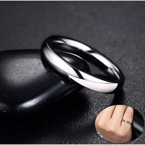 3MM Thin Basic Wedding Bands Rings for Men Never Fade Solid Silver Color Stainless Steel Alliance Anel Unisex Promise Love Gifts