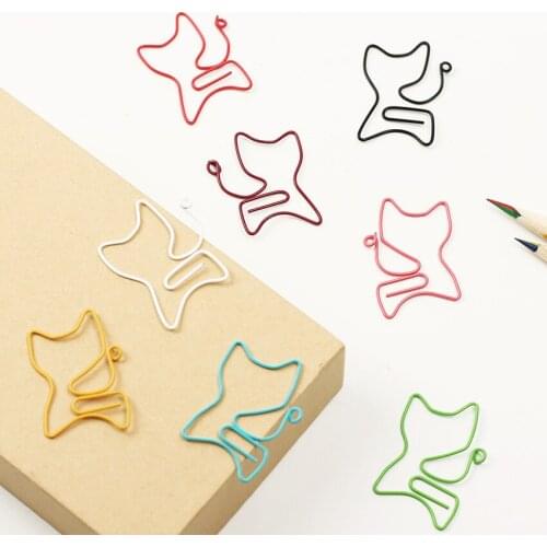 Cute Paper Clips Lot 100pcs Cat Shape Metal Paperclip Colored Paper Clips Office Desk Accessories Metal Stationery Supplies