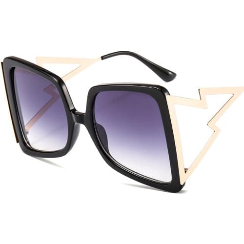 Fashion Retro Personality Lightning Oversized Sunglasses For Women Men Outdoor Driving Party Big Large Alloy UV400 Sun Glasses