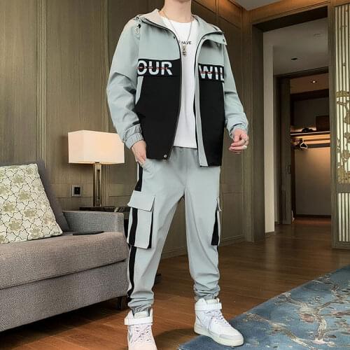 Men Tracksuit 2021 Clothes 2 Pcs Set Jackets and Pants Set Man Hip Hop Streetwear Clothing Jogging Suit Men Sweatsuit