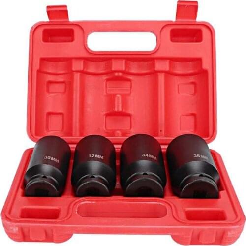 4pcs 1/2 Inch Deep Impact Socket Set 12 Point Head Adapter 30mm 32mm 34mm 36mm Repairing Tools