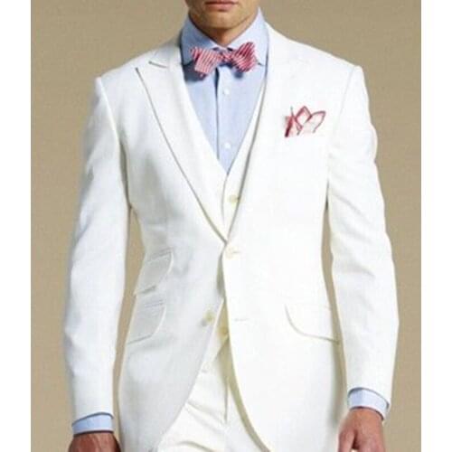 Autumn Custom Men Suits Fashion Leisure Oversize Slim Fit White Peak Collar Groomsmen Tuxedos Wedding Party Men Clothing 3 Prc