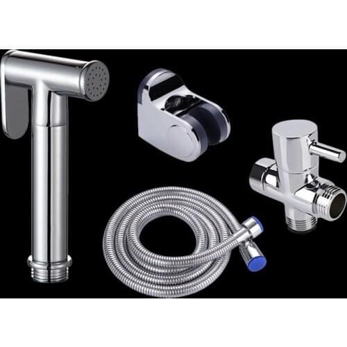 Portable Toilet Bidet Faucet Handheld Toilet Bidet Sprayer Kit Set Copper Bathroom Bidet Spray Shower Head Hose T-adapter Holder