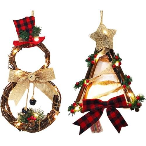 Christmas LED Garland Hanging Decoration Home Rattan Wall Door Home Party Kids Craft Gift Xmas Ornaments Christmas Tree Wreath