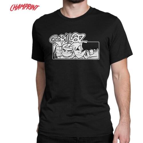 Music Band Gorillaz Men T Shirts Novelty Tees Short Sleeve O Neck T-Shirt 100% Cotton Gift Idea Tops