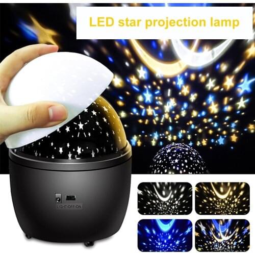 LED Projector Lamp Star Moon Night Light Sky Rotating Operated Nightlight For Children Kids Baby Bedroom Nursery Christmas Gift