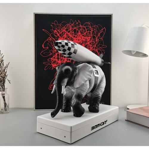 Banksy elephant Art Sculpture Resin Craft Home Decoration Christmas Luxurious Gift figurine ornament
