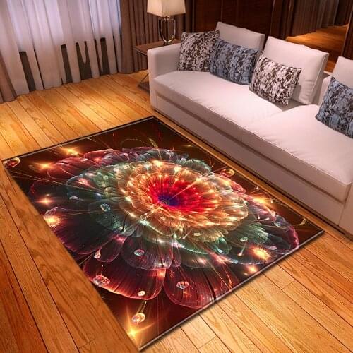 Nordic modern home carpet living room bedroom cartoon Cool floral 3D printed carpet play area rug non-slip bedside floor doormat