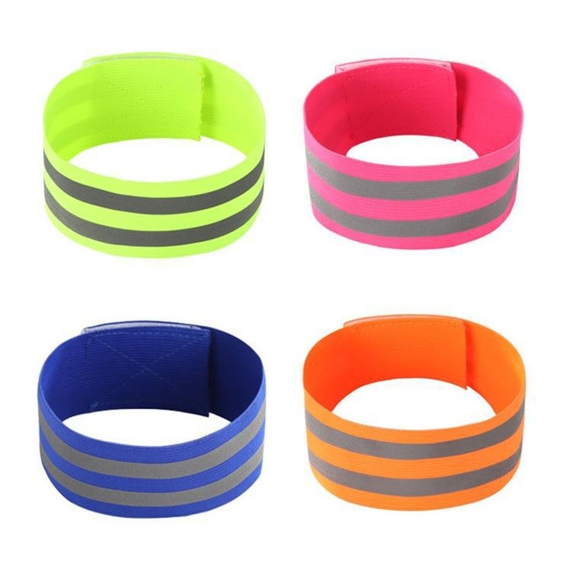 Reflective Bands Elasticated Armband Wristband Ankle Leg Straps Safety Reflector Tape Straps for Night Walking Biking