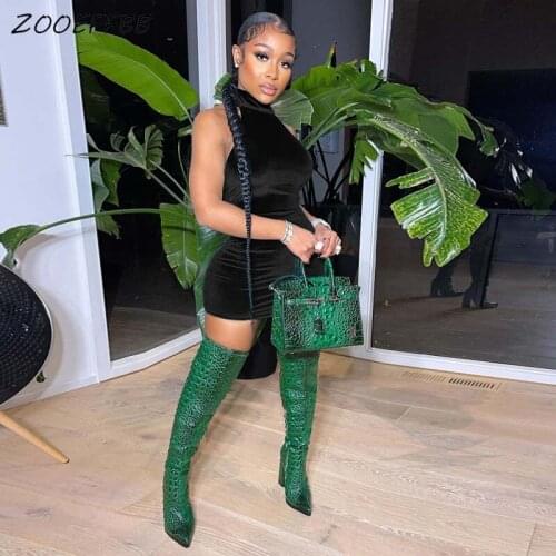 ZOOEFFBB Trend Velvet Sleeveless Mini Dress Sexy Elegant Club Outfits for 2021 Fashion Women Summer Backless Lounge Wear Clothes