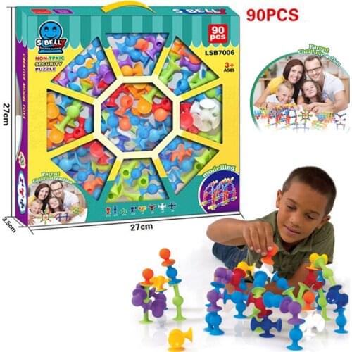 Pop Suckers Funny Silicone Block Soft Building Blocks Kids DIY Model Construction Toy for Children Boys Girls Christmas Gift Boy