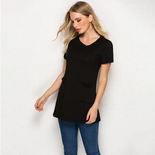 2021 Women T-Shirts Fashion Casual Short Sleeve Loose T Shirt for Lady Summer Ladies Soft Solid O-Neck T-Shirt for Femme