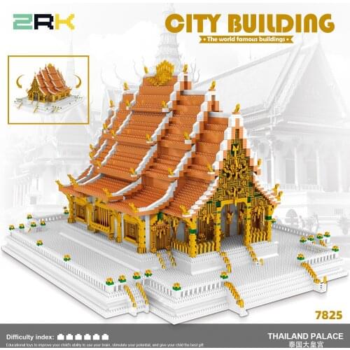 Zrk diamond micro particle puzzle creative building block toy construction gift 7825 Thailand Grand Palace series