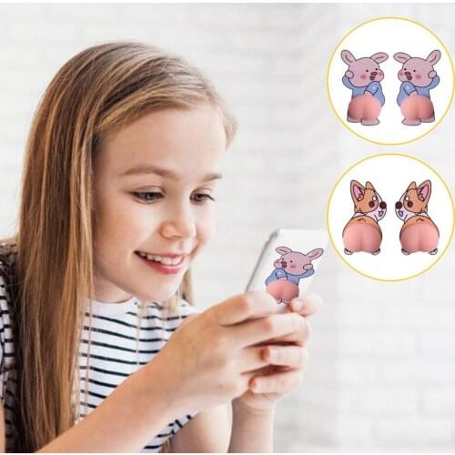 2pcs Creative Funny Novelty Waving 3D Pink Butt Animal Butt Sticker 3D Cute Car Phone Fridge Protection Sticker Fridge Decora