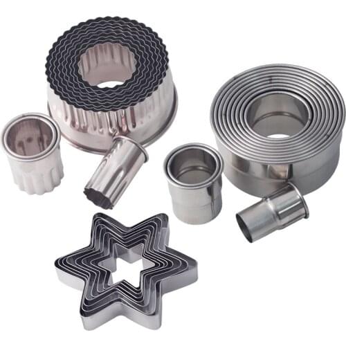 4 Shapes 10/12/40Pcs/Set Mousse Cake Cookie Cutter Heart Star Round Stainless Steel Biscuit Pastry Baking Molds Resin Clay Mould