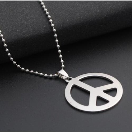 30 Stainless steel hollow anti-war logo necklace geometric round peace Sign GD peace symbol titanium steel necklace jewelry