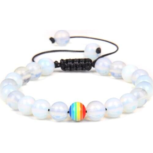 White Opal Moon Stone Bracelet Women Fashion Cat Eye Beads Braided Bracelets Black Lava Yoga Charm Lucky Bracelet Men Jewelry