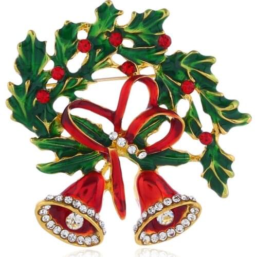 20 pcs/lot interesting Christmas day Christmas bell Crystal Brooch Pins