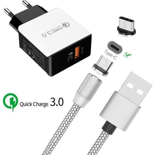 QC 3.0 Fast Charger Type C Magnet Charge Wire for Samsung A70 S9 Note 10 ZTE Axon 9 Pro Nubia X Red Magic 3 Magnetic USB Cable