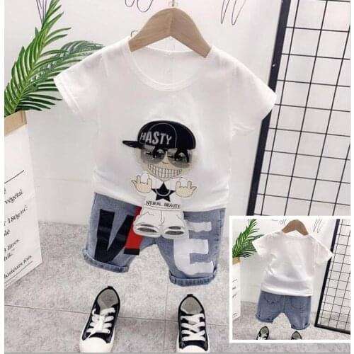 New Arrival Summer Toddler Boys Kids Clothes 3D cartoon Short Sleeve T-shirt + Shorts 2 Piece Set Baby Boys Girls Clothing Sets