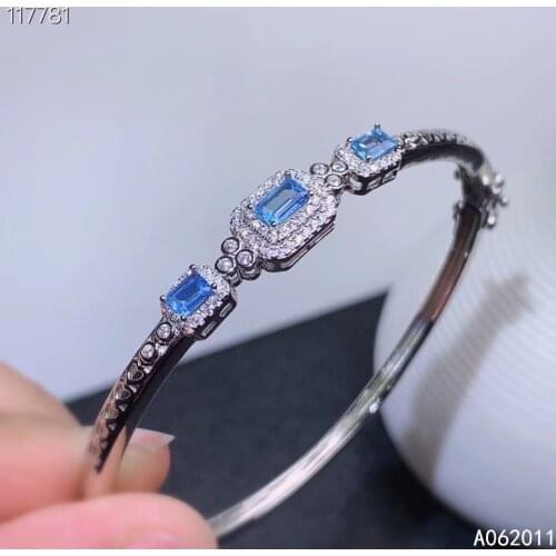 KJJEAXCMY fine jewelry natural blue topaz 925 sterling silver luxury girl new hand bracelet wristband support test