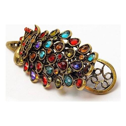 Korean version of the Yiwu small commodity wholesale peacock open-screen hair clip color crystal hair ornaments special direct