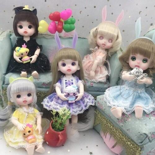 16CM BJD Body Diy Dolls Fashion Clothes Dresses Royalty Doll Makeup Face Baby Reborn Wig Girls Doll Children Gift