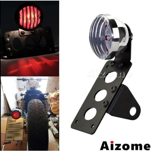 Motorcycle Side Mount Tail Light w/ License Number Plate Axle Bracket Taillight Rear Stop Light For Harley Sportster Bobber