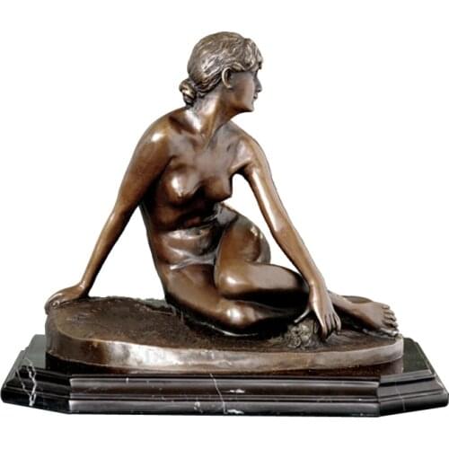 Missing Nude Female Bronze Statue Modern Young Woman Sculpture Vintage Naked Figurine Collectible Art Decor