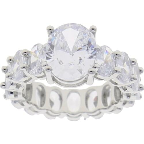 2021 New arrived model geometry oval shape cz stone paved charm band finger rings for women lady engagement wedding punk jewelry