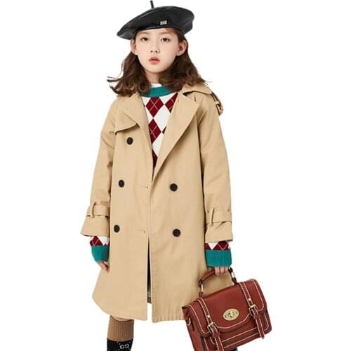 Coat For Girl Solid Color Girl Jacket Outerwear Coat 2021 Kids Coats Casual Style Childrens Clothes 6 8 10 12 14