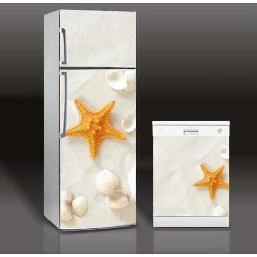 Wholesale 3D Beach Shells SelfAdhesive Dishwasher Refrigerator Freeze Sticker Kids Art Fridge Door Cover Wallpaper