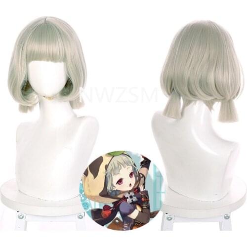 Game Genshin Impact Sayu Cosplay Wig Short Heat Resistant Synthetic Wig Built In Adjustable Hair Net For Anime Game Coser