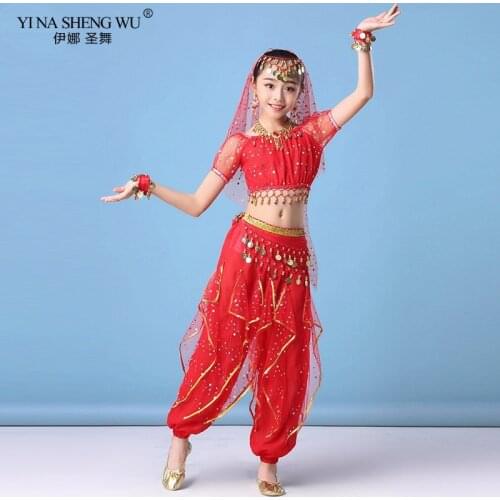 Kids Belly Dance Costume Set Oriental Dance Clothing Girls Egyptian Bollywood Belly Dancing Clothes Indian Dance Performance Set