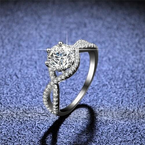 Silver Platinum 1 Carat Excellent Cut Diamond Test Passed D Color Good Clarity White Moissanite Ring Silver 925 Wedding Jewelry