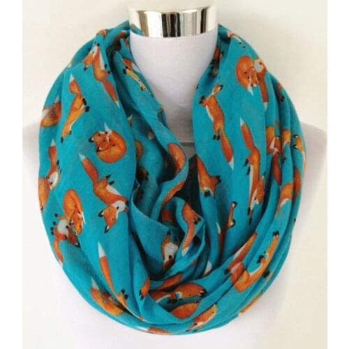 New Fashion Fox Infinity Scarf Animal Scarf Small Fox Scarves in Long Scarf Fox in Tan Shawls hot sale women neckerchief
