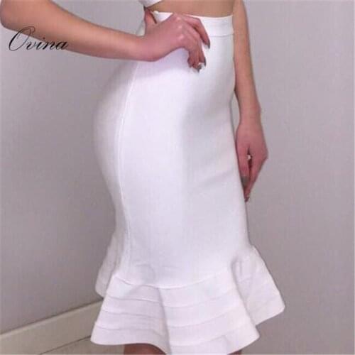 Sexy Solid Fishtail Mini Bodycon Bandage Women Skirt Evening Party Skirts